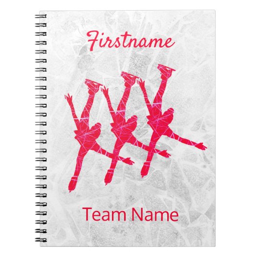 同期スケートで滑るジャーナル – Arabesque red ice ノートブック (正面)