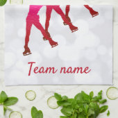 同期スケートで滑るタオルのブレードピンクから赤 キッチンタオル (折り畳み)