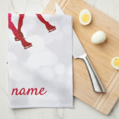 同期スケートで滑るタオルのブレードピンクから赤 キッチンタオル (四つ折り)