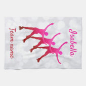 同期スケートで滑るタオルのブレードピンクから赤 キッチンタオル (横)