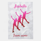 同期スケートで滑るタオルのブレードピンクから赤 キッチンタオル (縦)