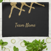 同期スケートで滑るタオルアラベスク金ゴールドグリッター キッチンタオル (折り畳み)