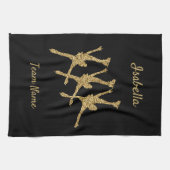 同期スケートで滑るタオルアラベスク金ゴールドグリッター キッチンタオル (横)