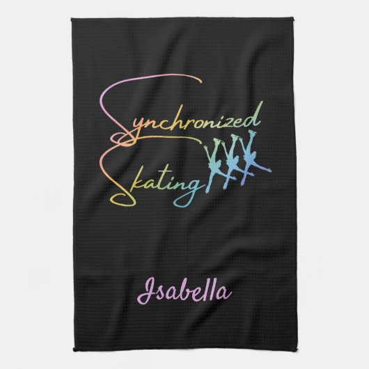 同期スケートで滑るタオル書き虹 キッチンタオル (縦)
