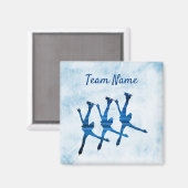 同期スケートで滑るチームのマグネットブルー マグネット (正面/裏面)