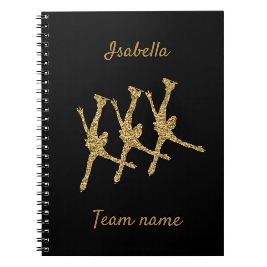 同期スケートで滑るノートブックのライン金ゴールドグリッター ノートブック (正面)