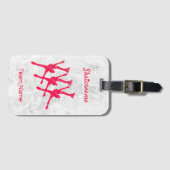 同期スケートで滑るラゲージタグ-赤アラベスク ラゲッジタグ (正面横)