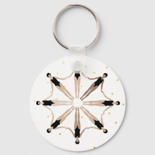 同期モダンされた芸術的泳ぐ人の金ゴールド・ドット キーホルダー