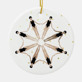 同期モダンされた芸術的泳ぐ人の金ゴールド・ドット セラミックオーナメント