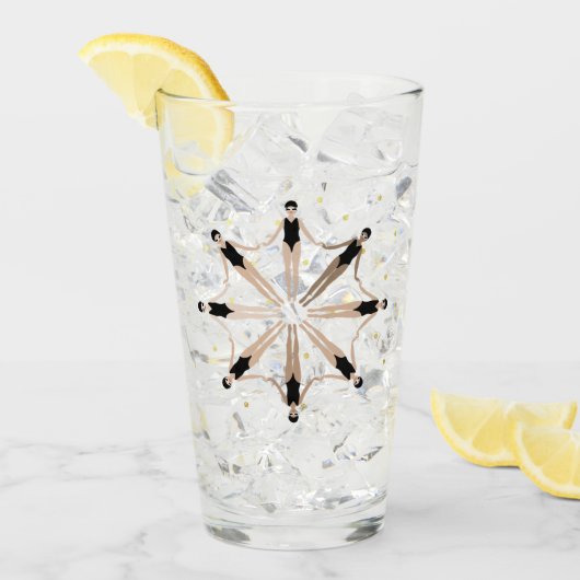 同期モダンされた芸術的泳ぐ人の金ゴールド・ドット タンブラーグラス (アイス正面)