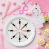 同期モダンされた芸術的泳ぐ人の金ゴールド・ドット ペーパープレート (パーティー)