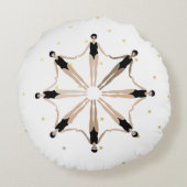 同期モダンされた芸術的泳ぐ人の金ゴールド・ドット ラウンドクッション (裏面)