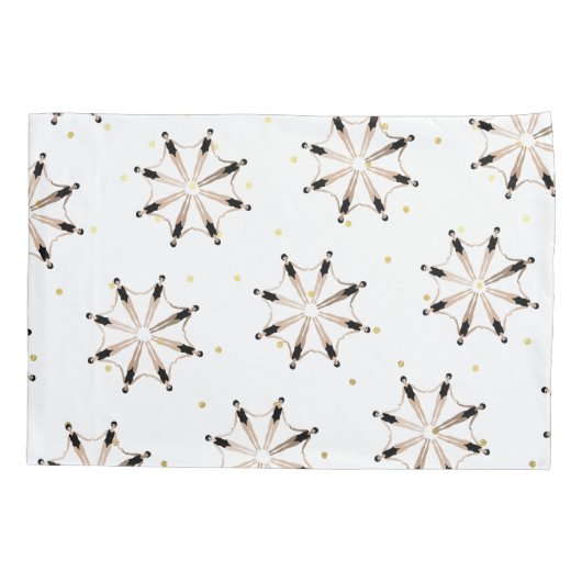 同期モダンされた芸術的泳ぐ人の金ゴールド・ドット 枕カバー (裏面)