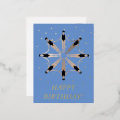 同期モダン芸術的泳ぐ人誕生日 箔シーズンポストカード (正面/裏面)