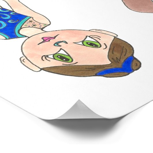 同期泳ぐ人ガールズシンクロスイミングスポーツ ポスター (角)