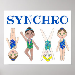 同期泳ぐ人ガールズシンクロスイミングスポーツ ポスター