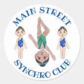 同期泳ぐ人ガールズシンクロスイミングスポーツ ラウンドシール (正面)