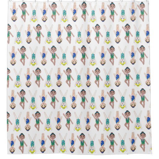 同期泳ぐ人ガールズスイムチームシンクロ シャワーカーテン (正面)