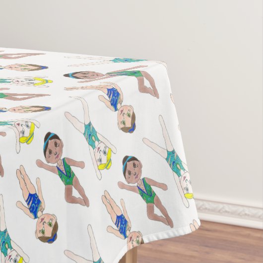 同期泳ぐ人ガールズスイムチームシンクロ テーブルクロス (インサイチュ)