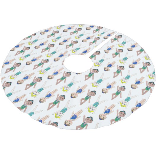 同期泳ぐ人ガールズスイムチームシンクロ ブラッシュドポリエステルツリースカート (アングル)