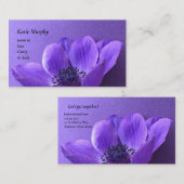 同様の色の背景に紫色のアネモン 名刺 (正面/裏面)