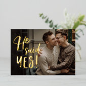 同氏によると、Yesゲイ婚約発表のゴールドフォイル 箔招待状 (立ち正面)