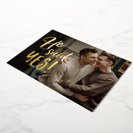 同氏によると、Yesゲイ婚約発表のゴールドフォイル 箔招待状 (回転した状態)