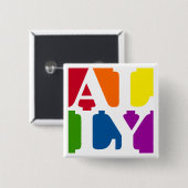 同盟国のポップ・アートのな正方形の白いボタン 缶バッジ (正面&裏面)