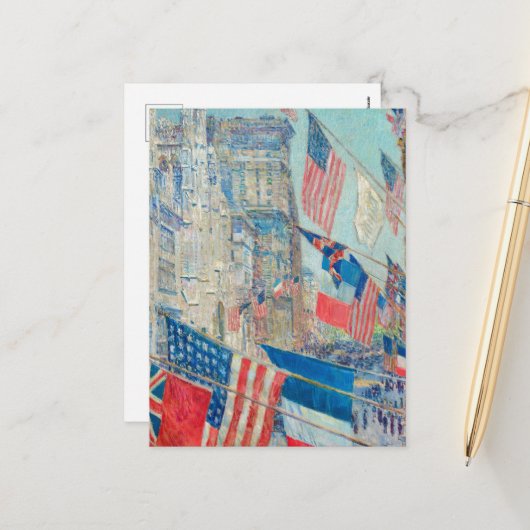 同盟国の日、1917年5月Childe Hasssam シーズンポストカード (正面/裏面インサイチュ)