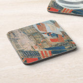 同盟国の日、1917年5月Childe Hasssam、ヴィンテージ・アート コースター (左側)