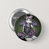 同盟国のEmoの入れ墨のピンクの格子縞の妖精 缶バッジ (正面&裏面)