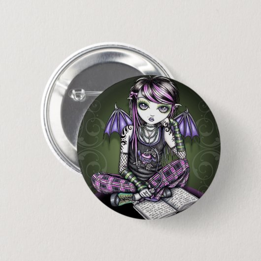同盟国のEmoの入れ墨のピンクの格子縞の妖精 缶バッジ (正面&裏面)