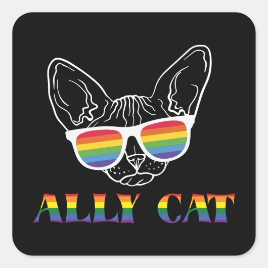 同盟国 |かわいい猫 |虹 |プライド スクエアシール (正面)