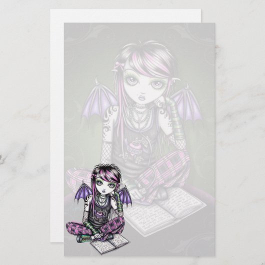 "同盟国"のEmoの学校の女の子の妖精の芸術の文房具 便箋 (正面/裏面)