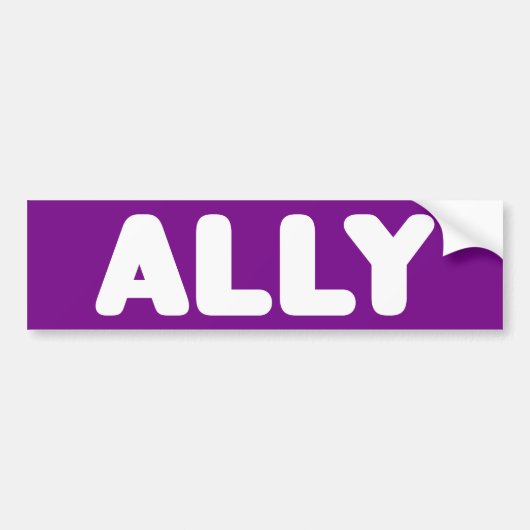 同盟国LGBTQのまっすぐな同盟国の精神日の白及び紫色 バンパーステッカー (正面)