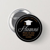 同窓生ブラック金ゴールド高校懇親会名タグ 缶バッジ (正面&裏面)