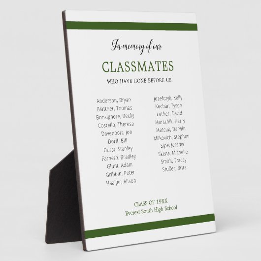 同級生の名前を思い出す濃い緑 フォトプラーク (側面)