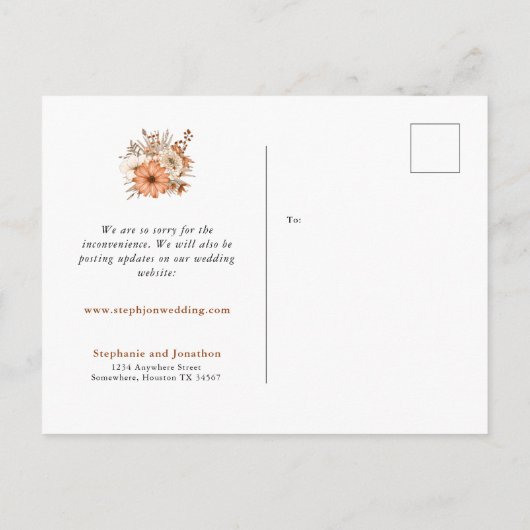 同結婚じ恋の新計画日秋花模様 案内ポストカード (裏面)