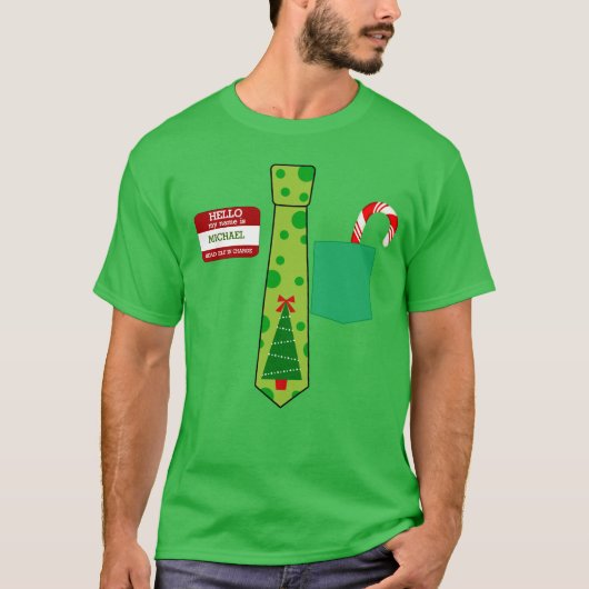 名おもしろいパーソナライズされた前タグChristmas Tee Tシャツ (正面)