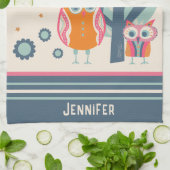 名おもしろいパーソナライズされた名かわいいフクロウは引用文 キッチンタオル (折り畳み)