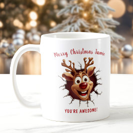 名おもしろい前クリスマスを突破するルドルフ コーヒーマグカップ