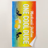 名おもしろい前クール付きワンダッグランジド ビーチタオル (正面)