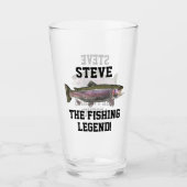 名おもしろい前ニジマス釣り漁師 タンブラーグラス (正面)