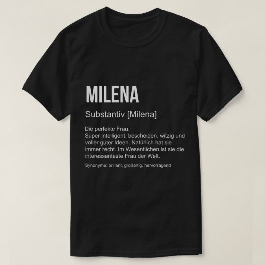 名おもしろい前定義名Gift Milena T-Shi Tシャツ (デザイン正面)
