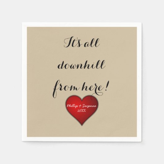 名おもしろい結婚前と年の甘い赤いハート スタンダードカクテルナプキン (正面)