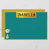 名かわいらしフェミニン付きひな形 便箋 (正面/裏面)