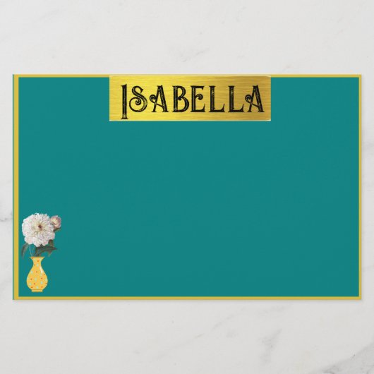 名かわいらしフェミニン付きひな形 便箋 (正面)