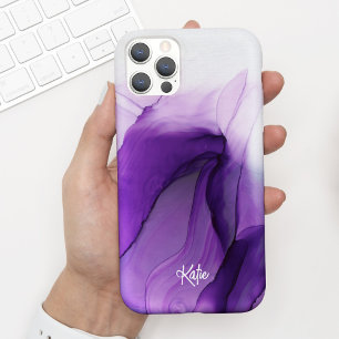 名かわいらしモダン付き紫の水色インク iPhone 11 ケース