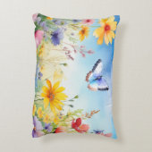 名かわいらし前の水色の蝶 アクセントクッション (裏面(縦))