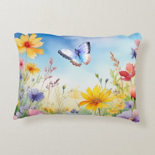 名かわいらし前の水色の蝶 アクセントクッション (裏面)